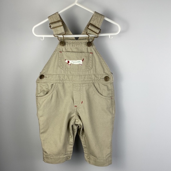 Souris Mini Khaki Carpenter Overalls Embroidered Dog 6 Months - Picture 7 of 7
